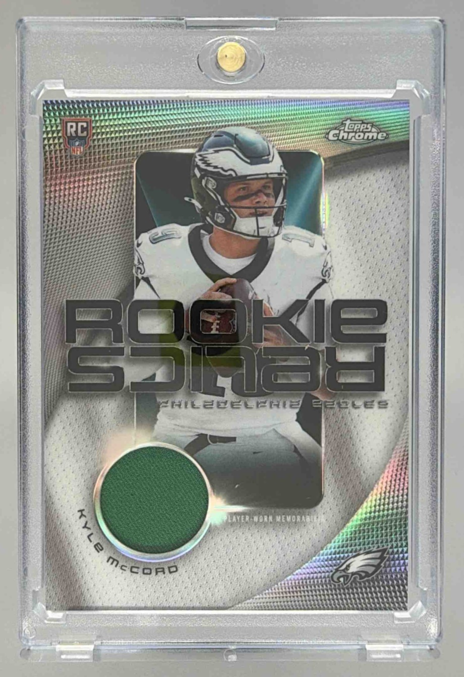 Card image for 2025 Topps Chrome Kyle McCord Rookie Relics #RR-KM MEM RC Eagles