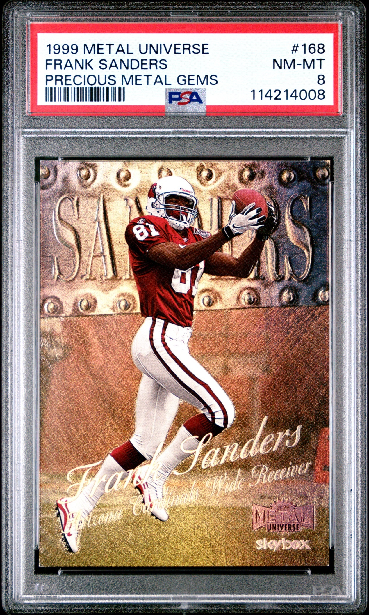 1999 Skybox Metal Universe Frank Sanders Precious Gems /50 #168 Cardinals PSA 8
