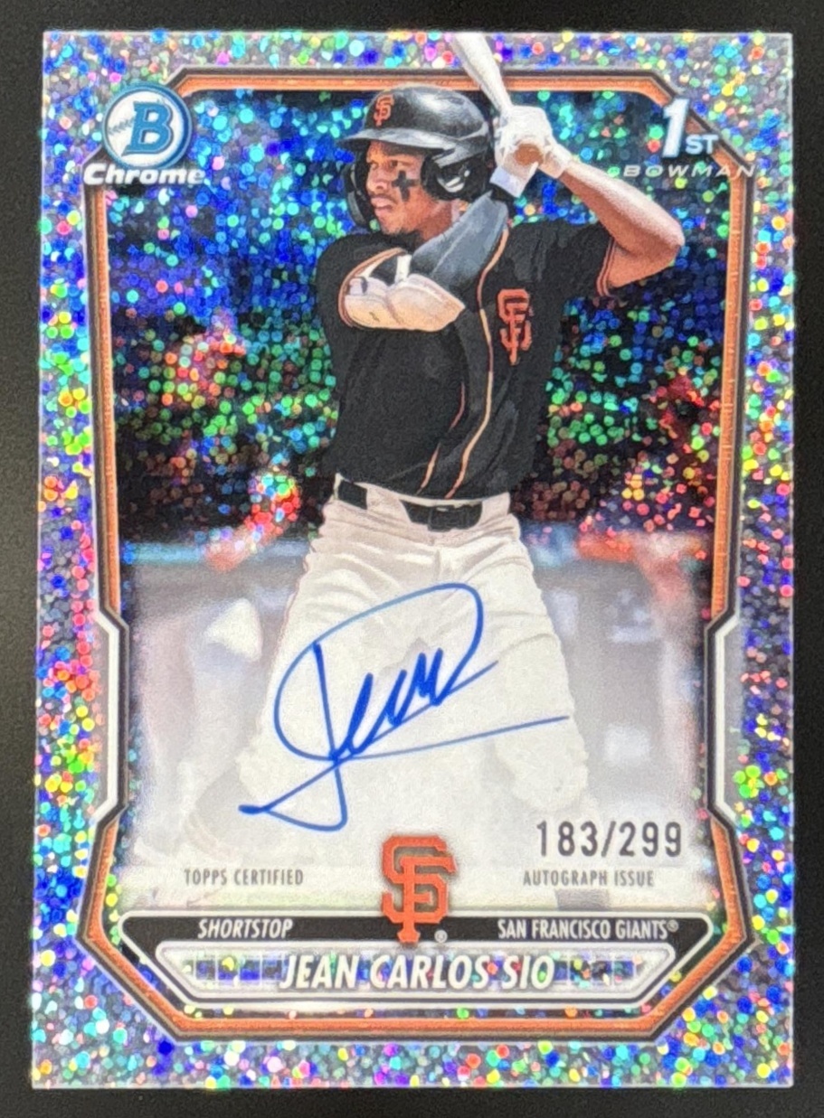 Card image for 2026 Bowman Jean Carlos Sio Chrome Auto Speckle Refractor /299 1st Prospect