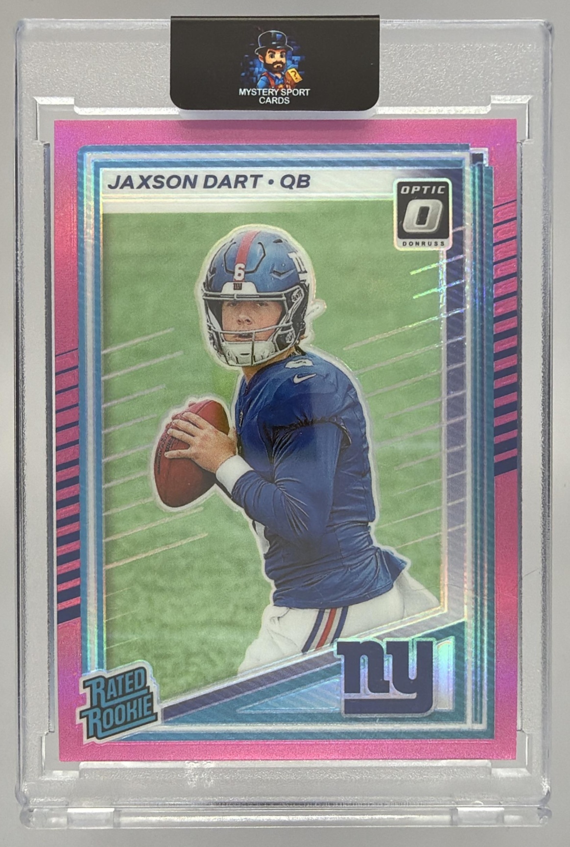 Card image for 2025 Panini Donruss Jaxson Dart Optic Rated Rookie Preview Pink #400 RC Giants