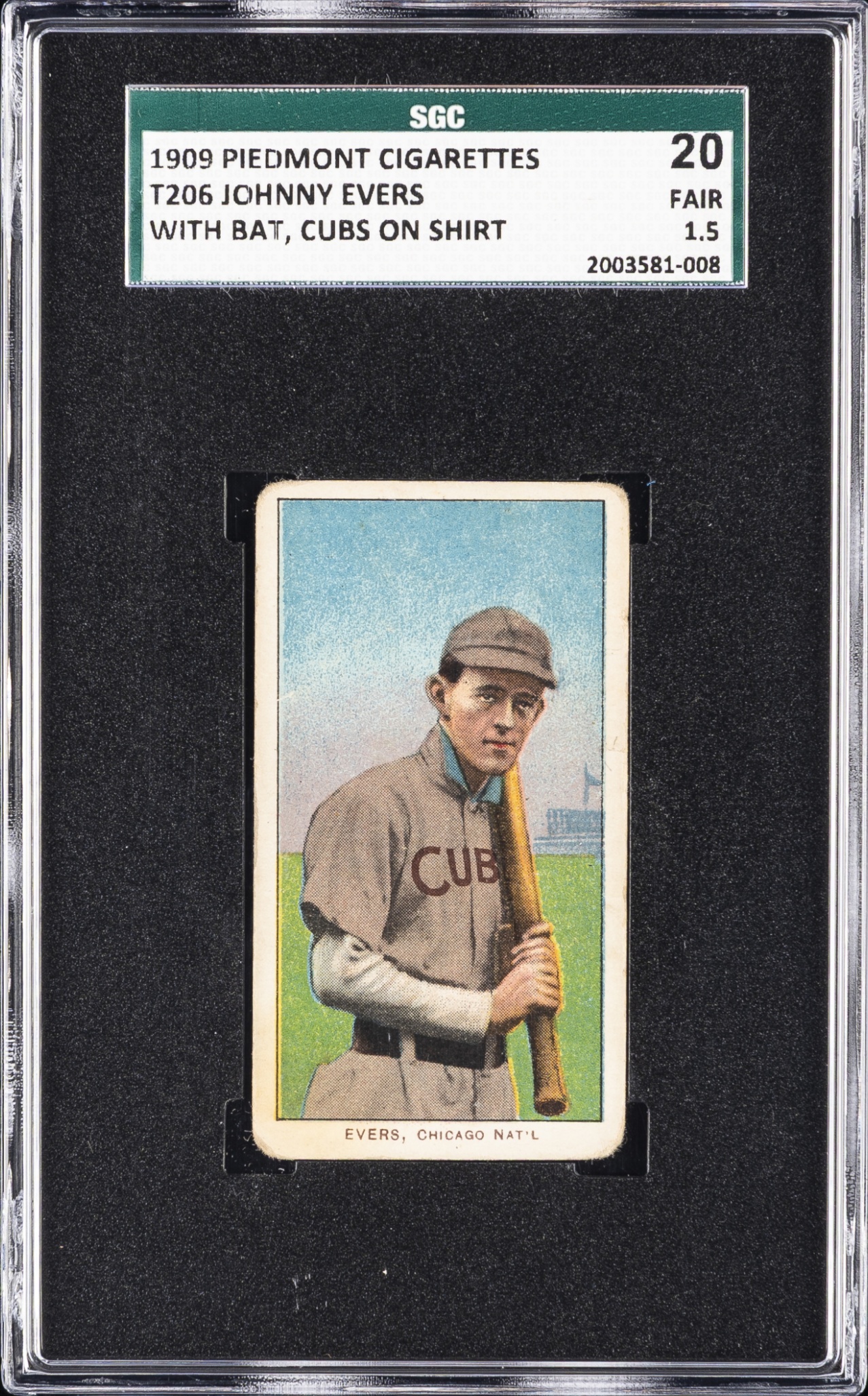 T206 Johnny Evers Piedmont Cubs SGC 1.5