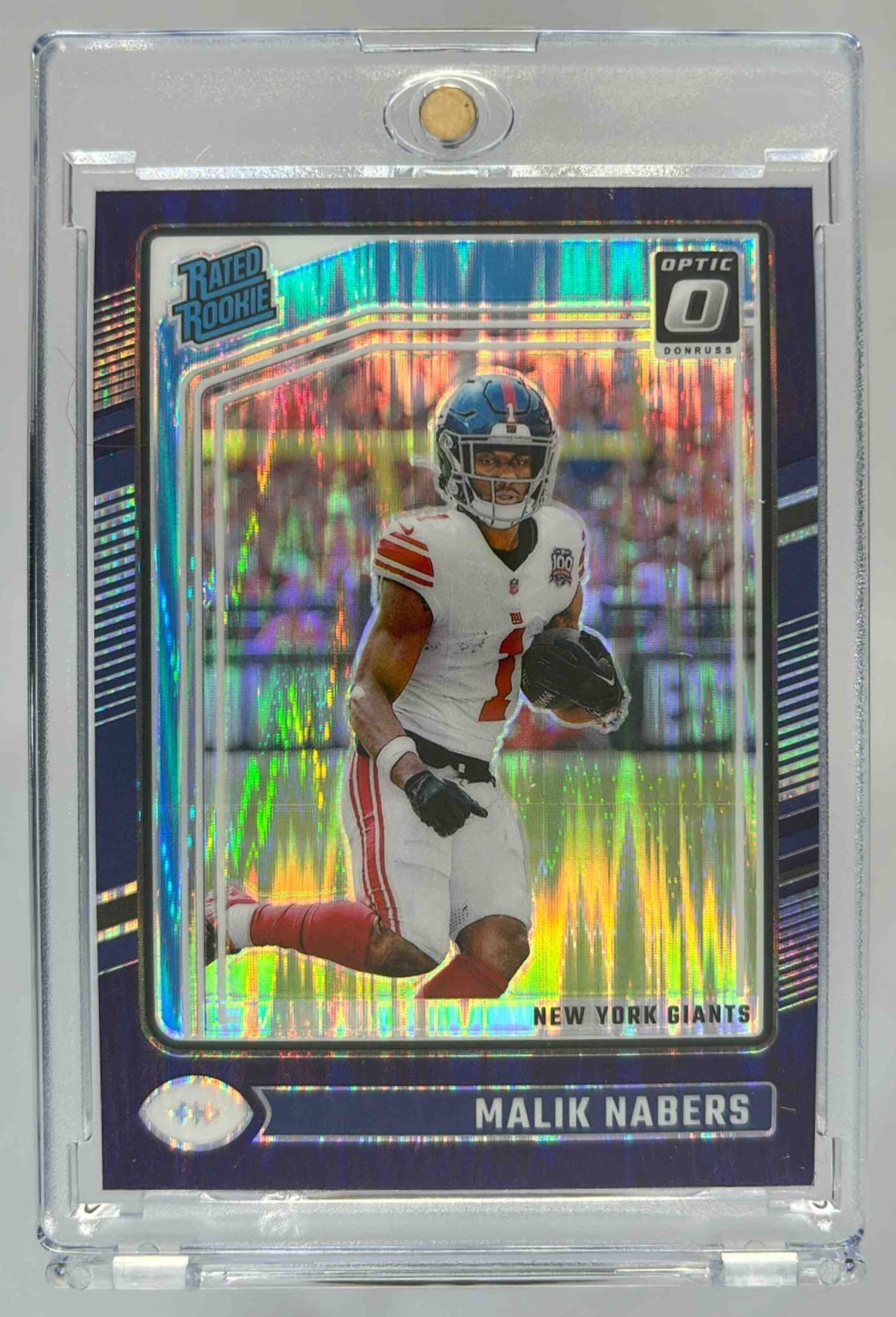 Card image for 2024 Panini Donruss Optic Malik Nabers Purple Shock #271 Rated Rookie Giants