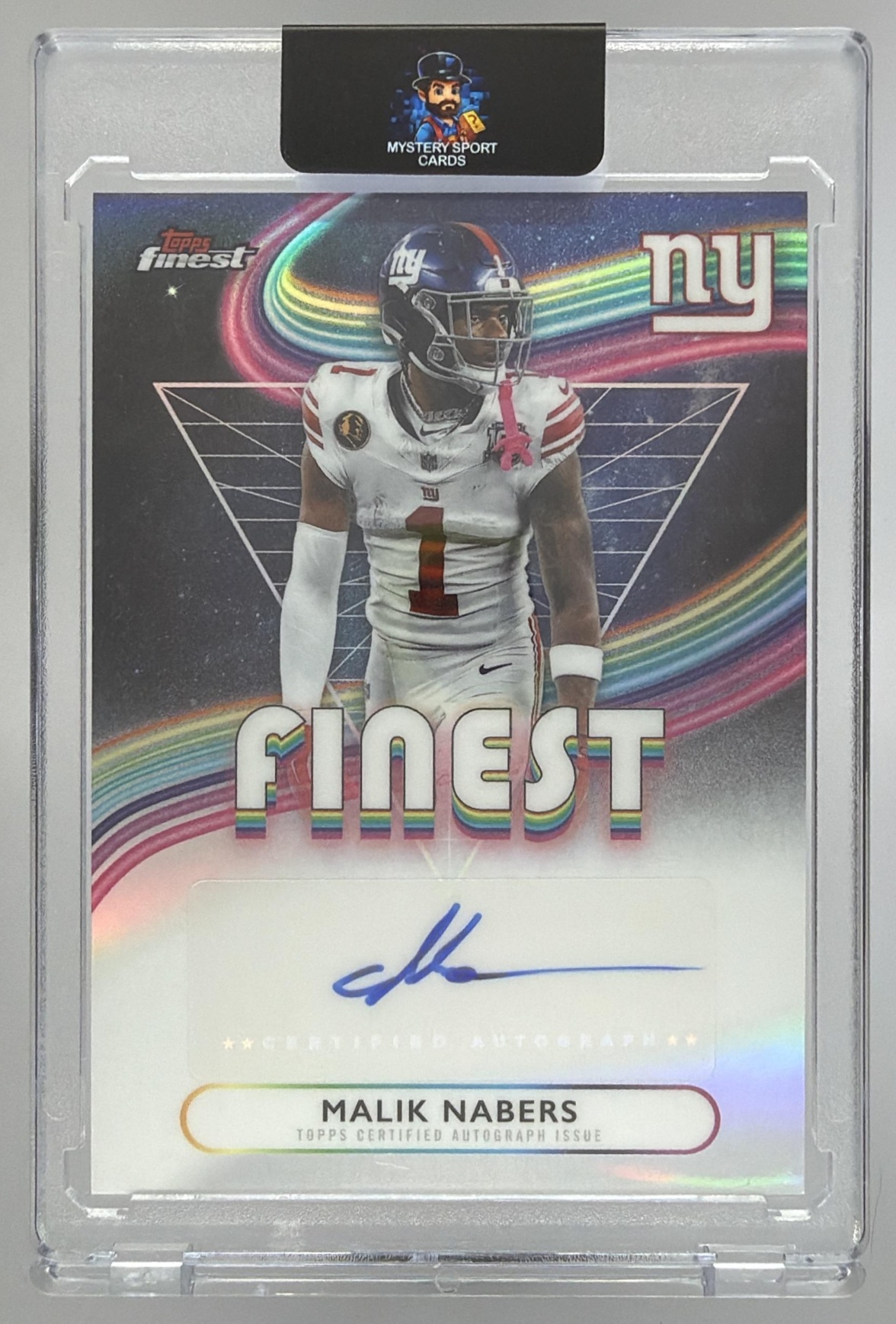 Card image for 2025 Topps Football Finest Malik Nabers Auto Refractor #FA-MN New York Giants