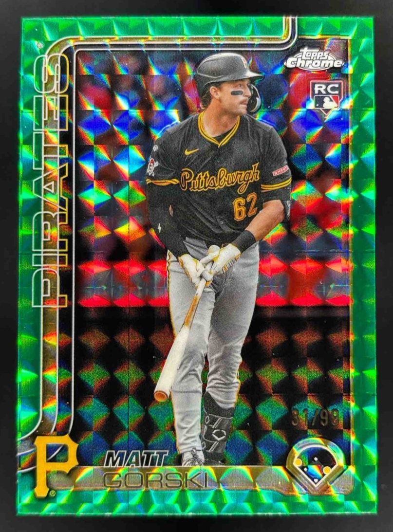Card image for 2025 Topps Chrome Update Matt Gorski Green Geometric Refractor /99 RC