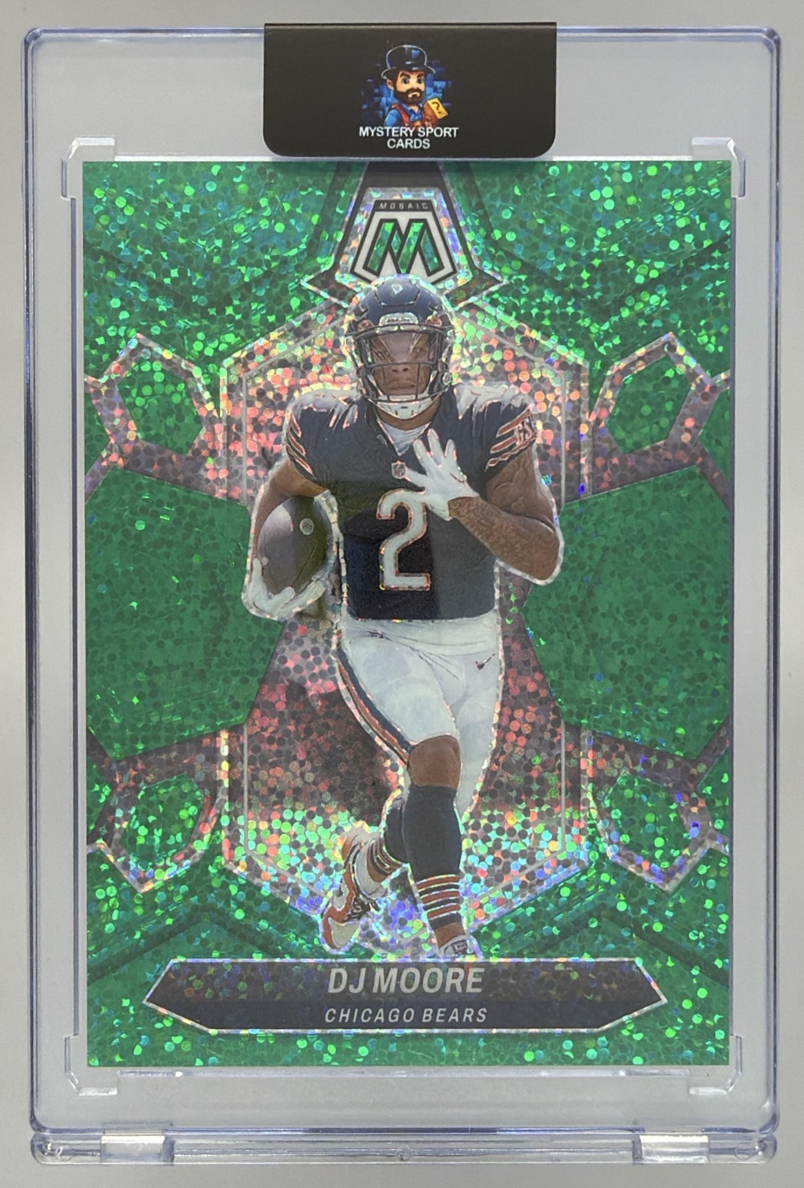 Card image for 2024 Panini Mosaic DJ Moore Choice Black Gold Prizm /8 #38 Bears