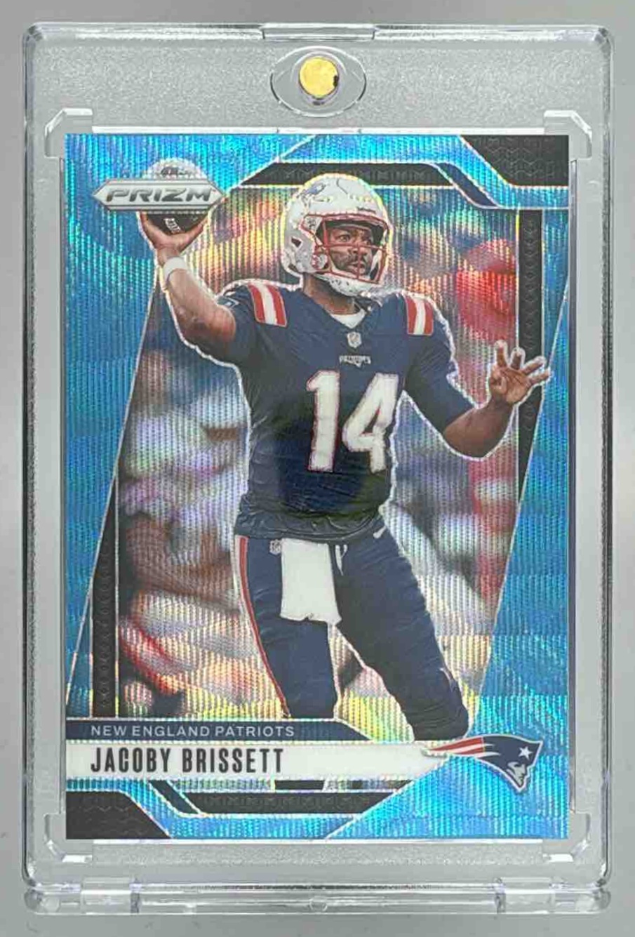 Card image for 2024 Panini Prizm Jacoby Brissett Blue Wave /230 #194 Patriots