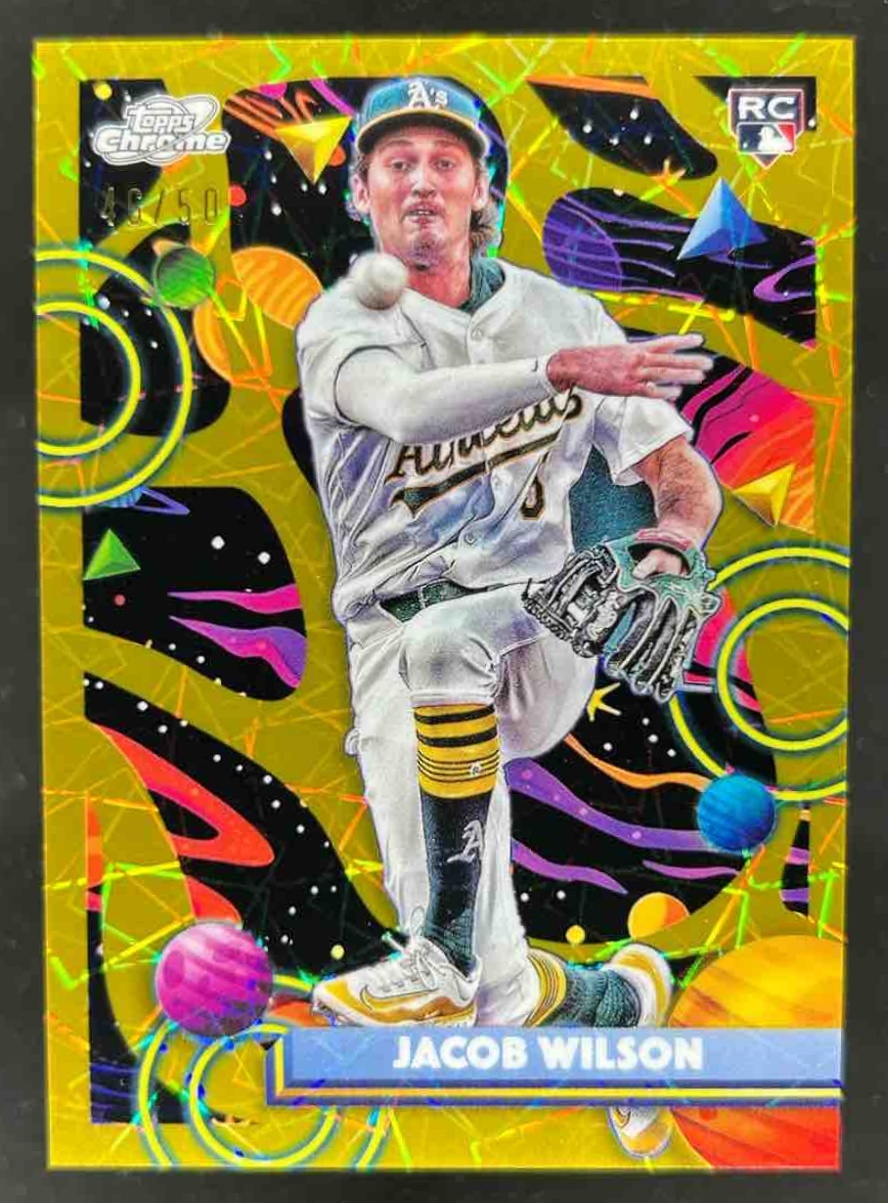 Card image for Jacob Wilson 2025 Topps Cosmic Chrome Gold Interstellar Refractor /50