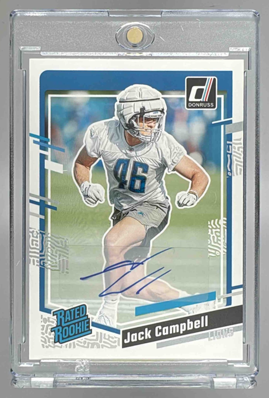 Card image for 2023 Panini Donruss Jack Campbell Rated Rookie Auto #330 RC Lions