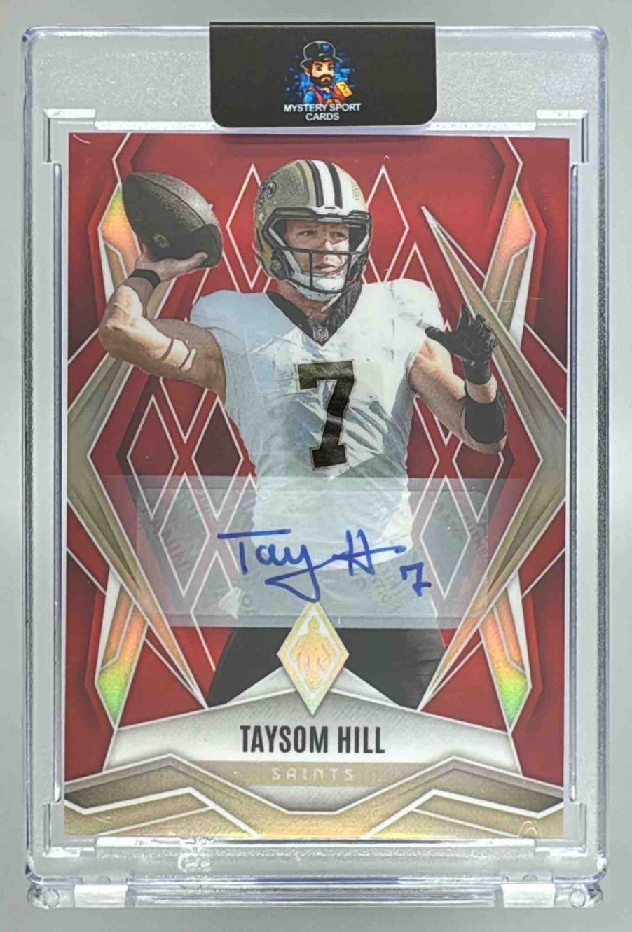 Card image for 2025 Panini Football Phoenix Taysom Hill Auto Blue /49 #51 New Orleans Saints