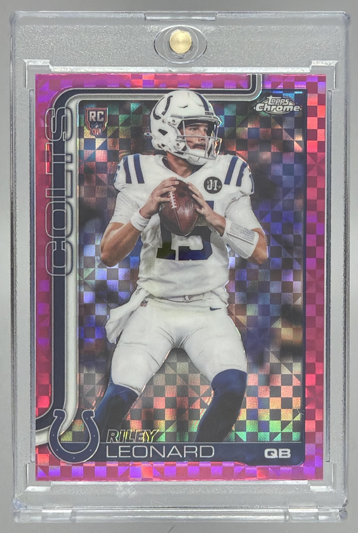 Card image for 2025 Topps Football Chrome Riley Leonard Rookie #318 RC Indianapolis Colts