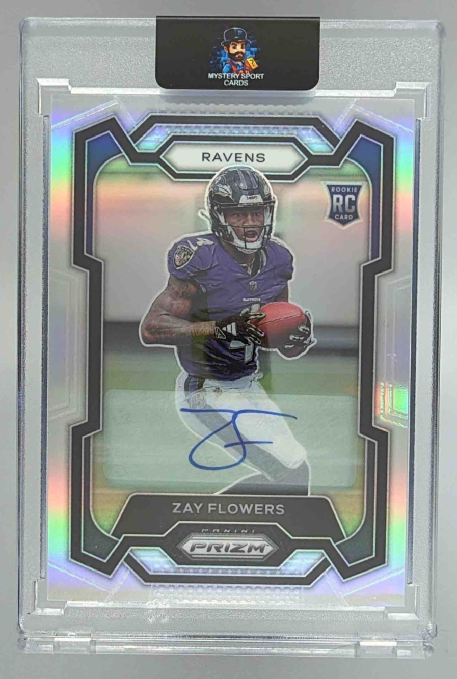 Card image for 2023 Panini Football Prizm Zay Flowers Silver #307 RC Baltimore Ravens