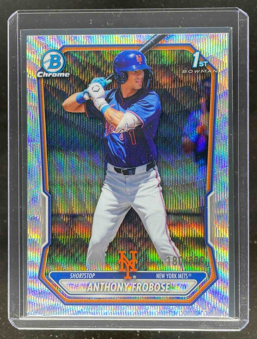 Card image for 2026 Bowman Anthony Frobose Chrome Wave Refractor /350 #BCP-85 1st Prospect