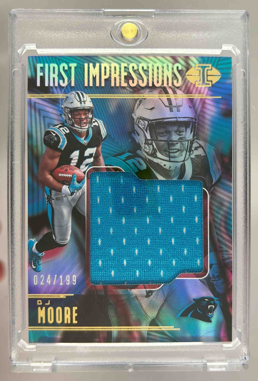 Card image for 2018 Panini Illusions DJ Moore Illusions Jersey /199 RC Panthers