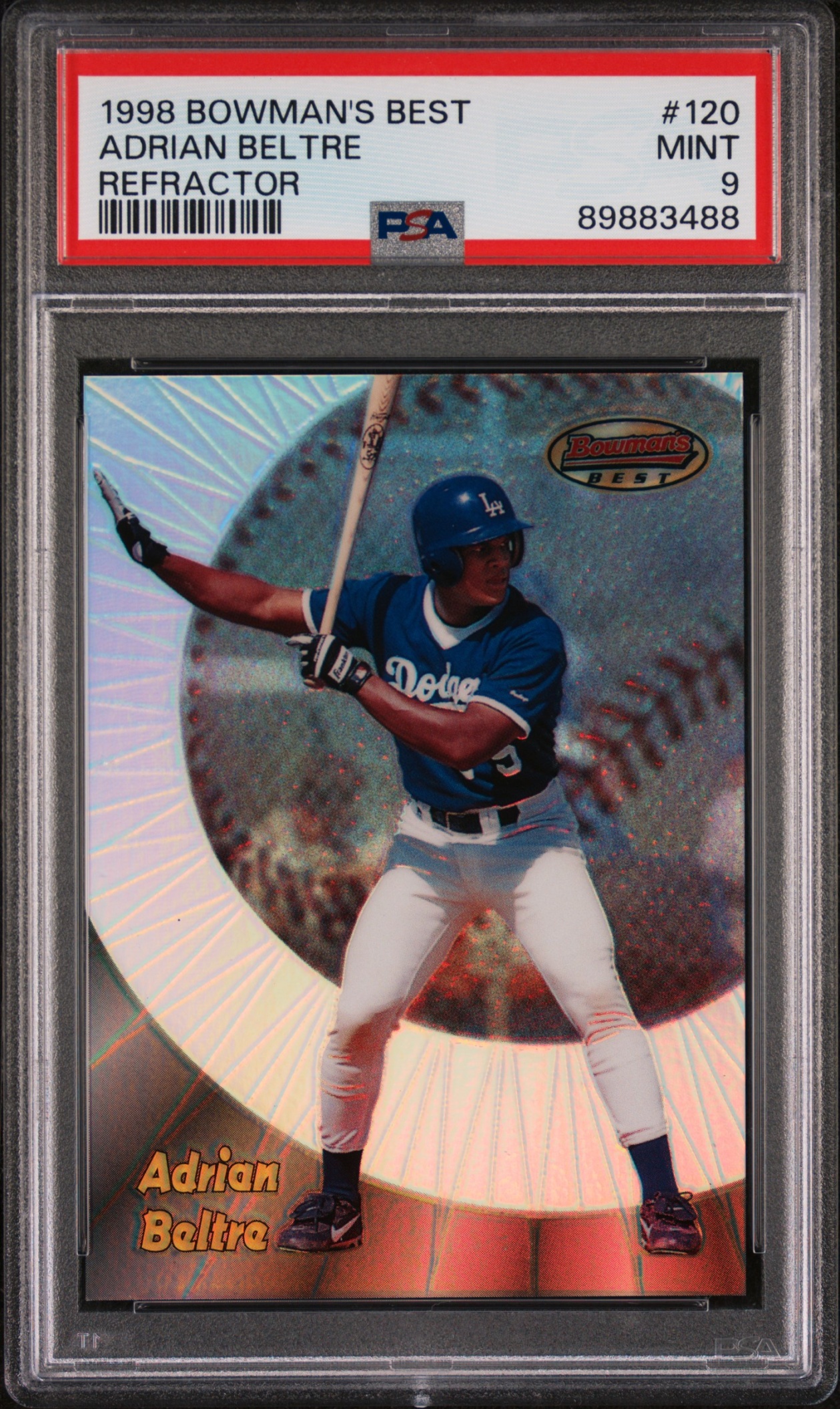1998 Bowman's Best Adrian Beltre Refractor /400 #120 Dodgers PSA 9