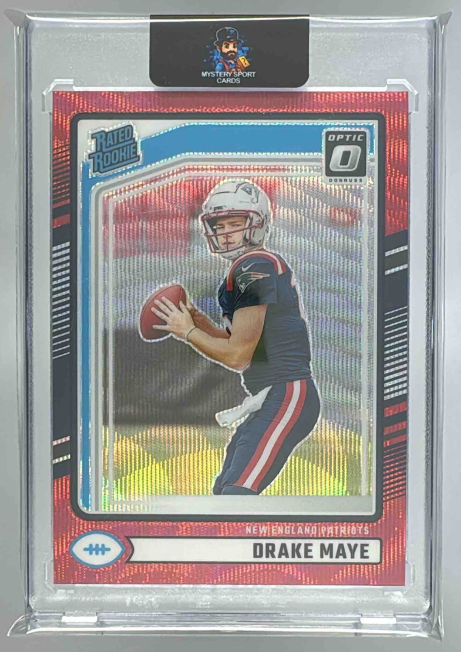 Card image for 2024 Panini Donruss Drake Maye Optic Rated Rookie Preview Red Wave #379 Patriots