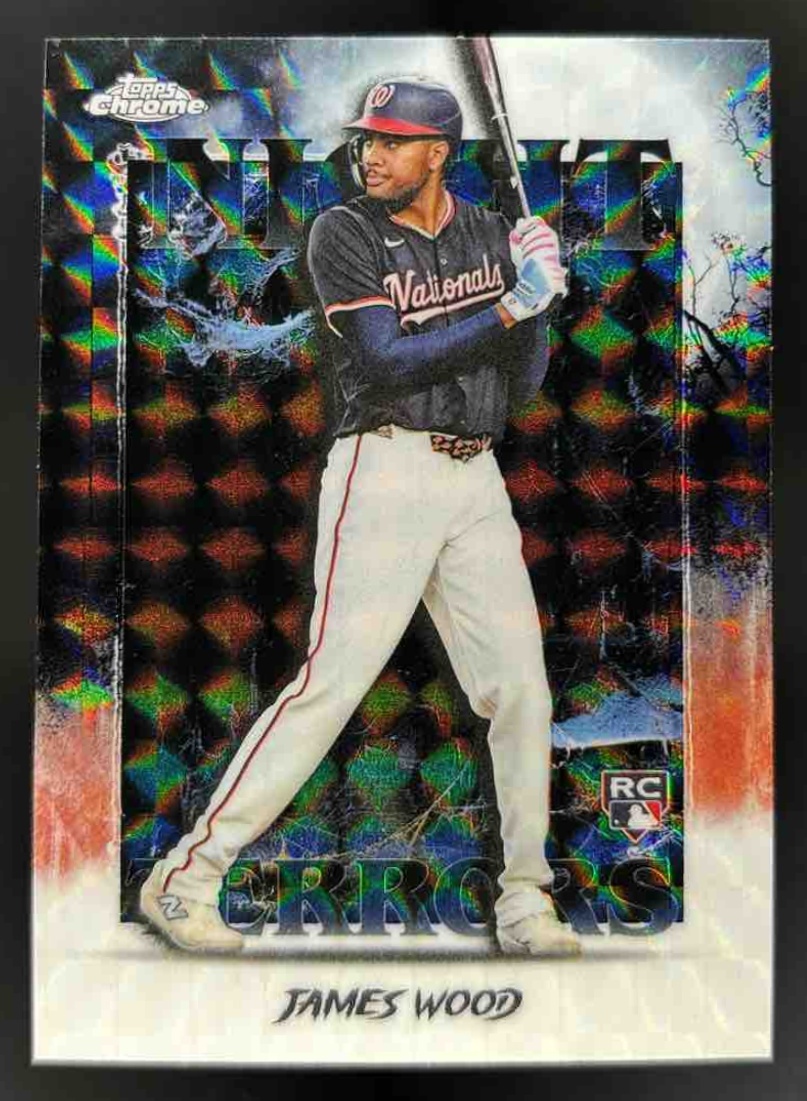 Card image for 2025 Topps Chrome Update James Wood Night Terrors Geometric Refractor #NT-25 RC