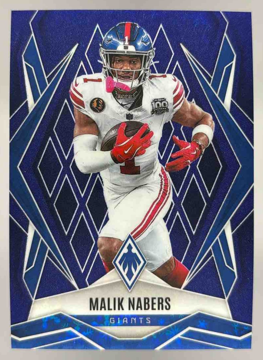 Card image for 2025 Panini Football Phoenix Malik Nabers Blue Winter /199 #143 New York Giants