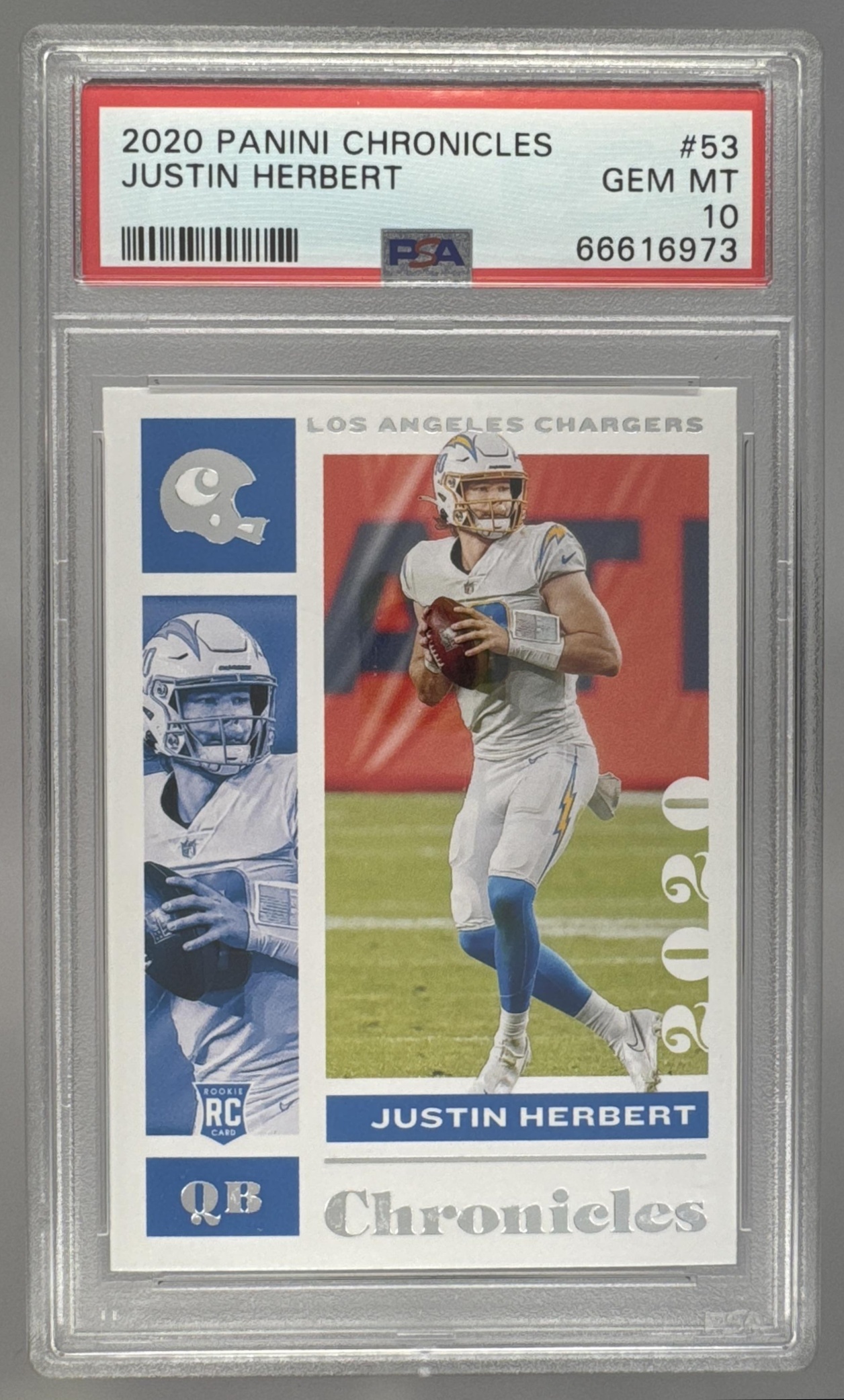 Card image for 2020 Panini Football Chronicles Justin Herbert #53 RC Los Angeles Chargers