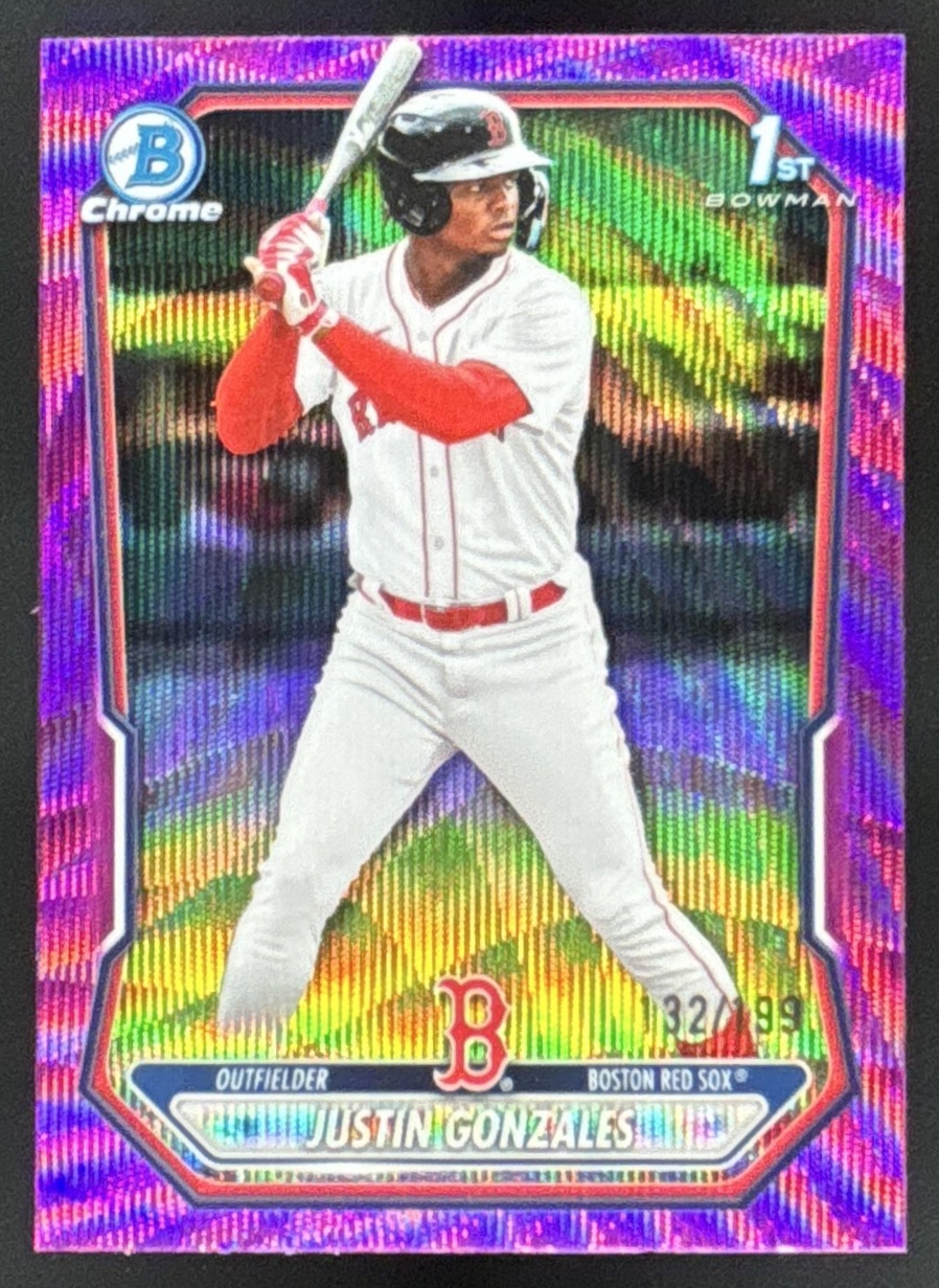 Card image for 2026 Bowman Justin Gonzales Chrome Fuchsia Wave Refractor /199 1st Prospect