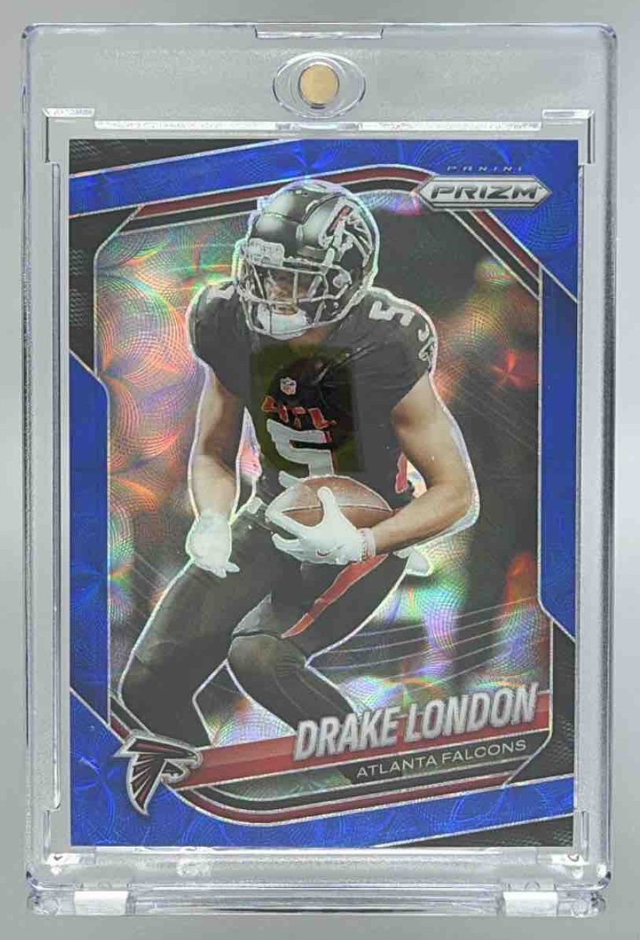 Card image for 2025 Panini Football Prizm Drake London Choice Blue /14 #198 Atlanta Falcons