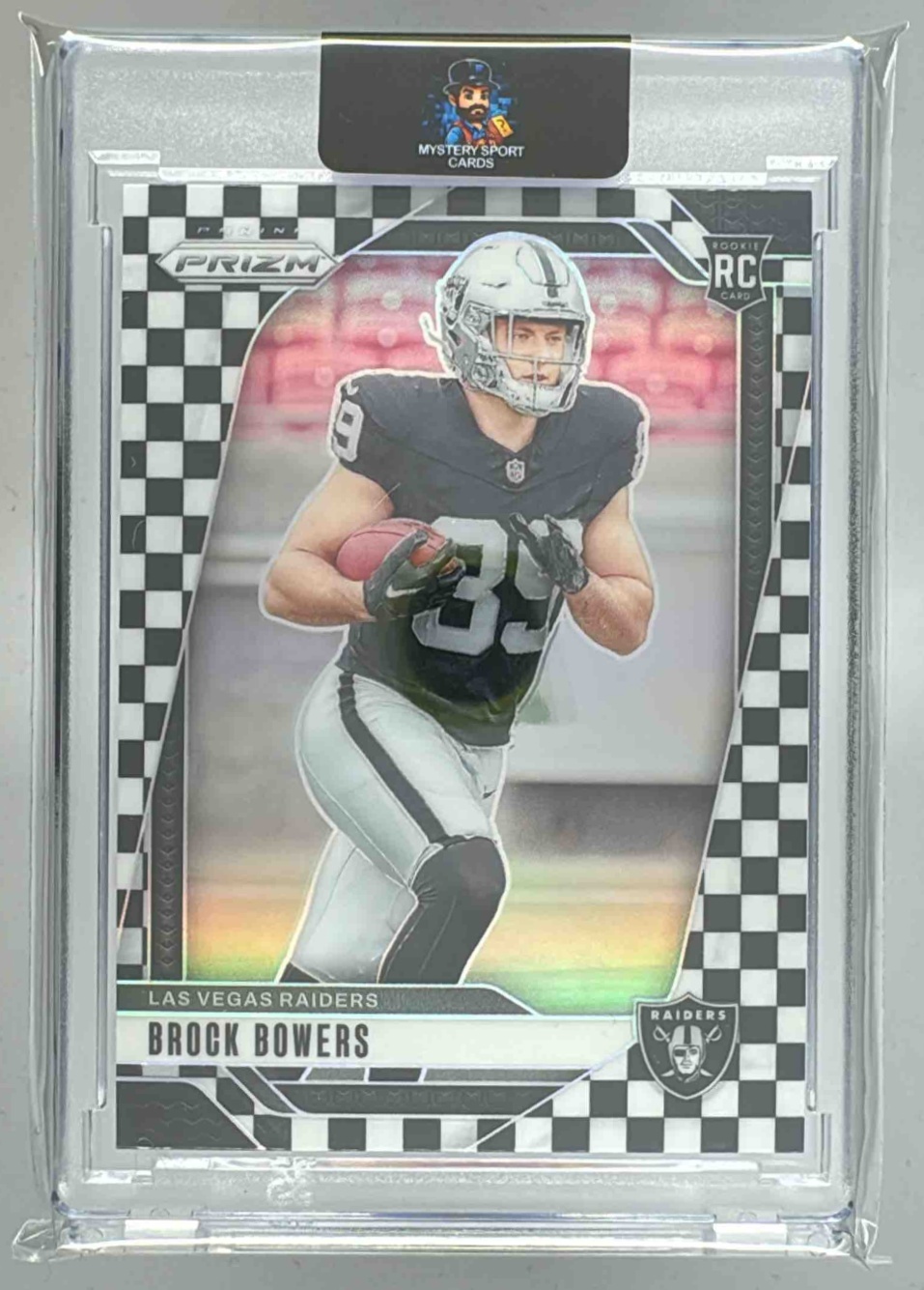 Card image for 2024 Panini Prizm Brock Bowers Black and White Checker #315 RC Raiders