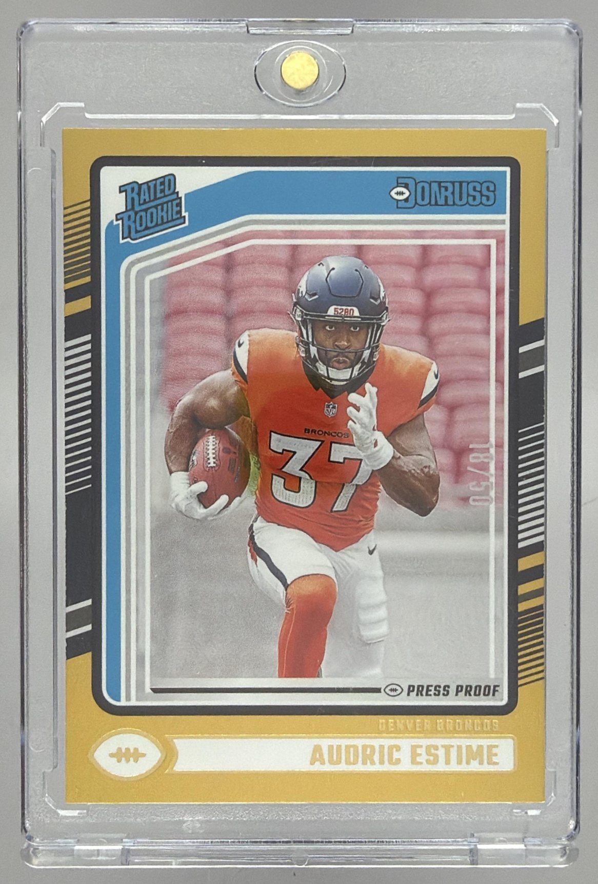 Card image for 2024 Panini Football Donruss Audric Estime #335 RC Rated Rookie Denver Broncos