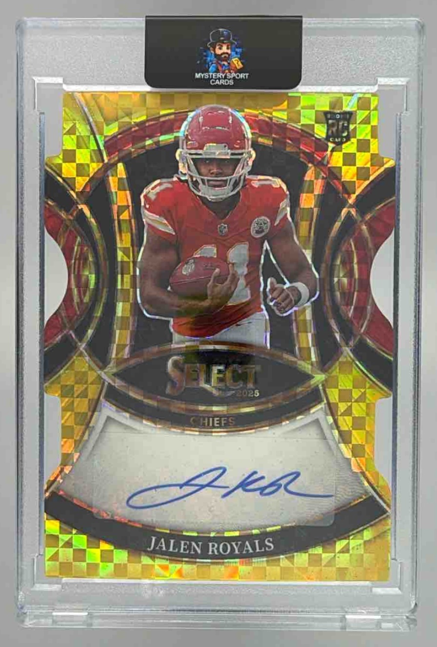 Card image for 2025 Panini Select Jalen Royals Rookie Signatures Gold Prizm Die-Cut /10 #RSI-JRS Auto