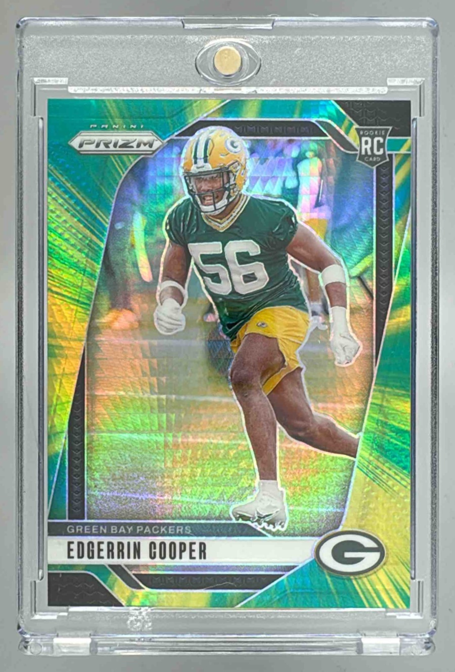 Card image for 2024 Panini Football Prizm Edgerrin Cooper Hyper /180 #331 RC Green Bay Packers