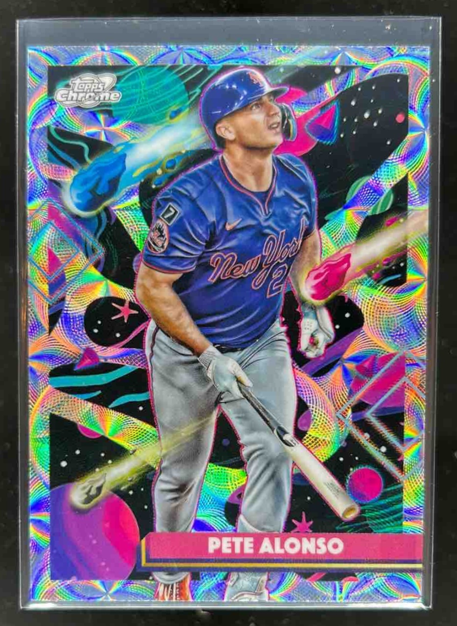 Card image for Pete Alonso 2025 Topps Baseball Cosmic Chrome Nucleus Refractor New York Mets