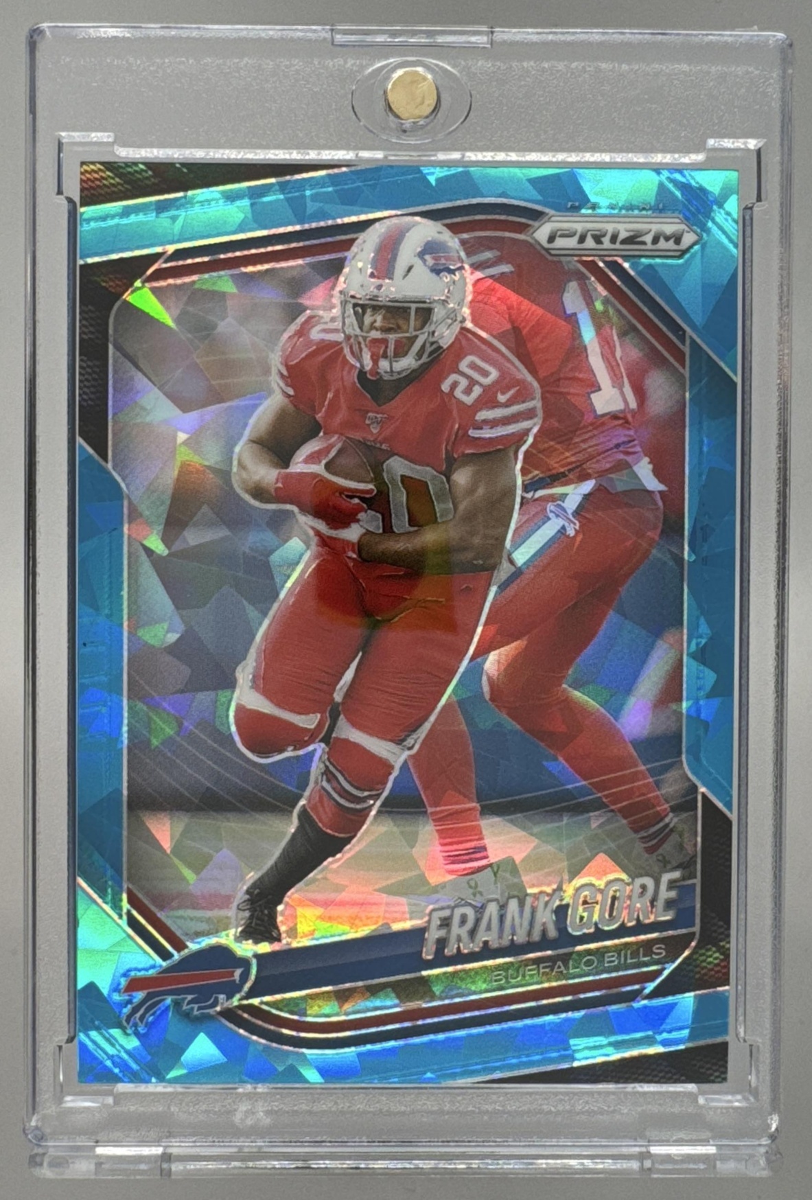 Card image for 2025 Panini Football Prizm Frank Gore Blue Ice /99 #140 Buffalo Bills