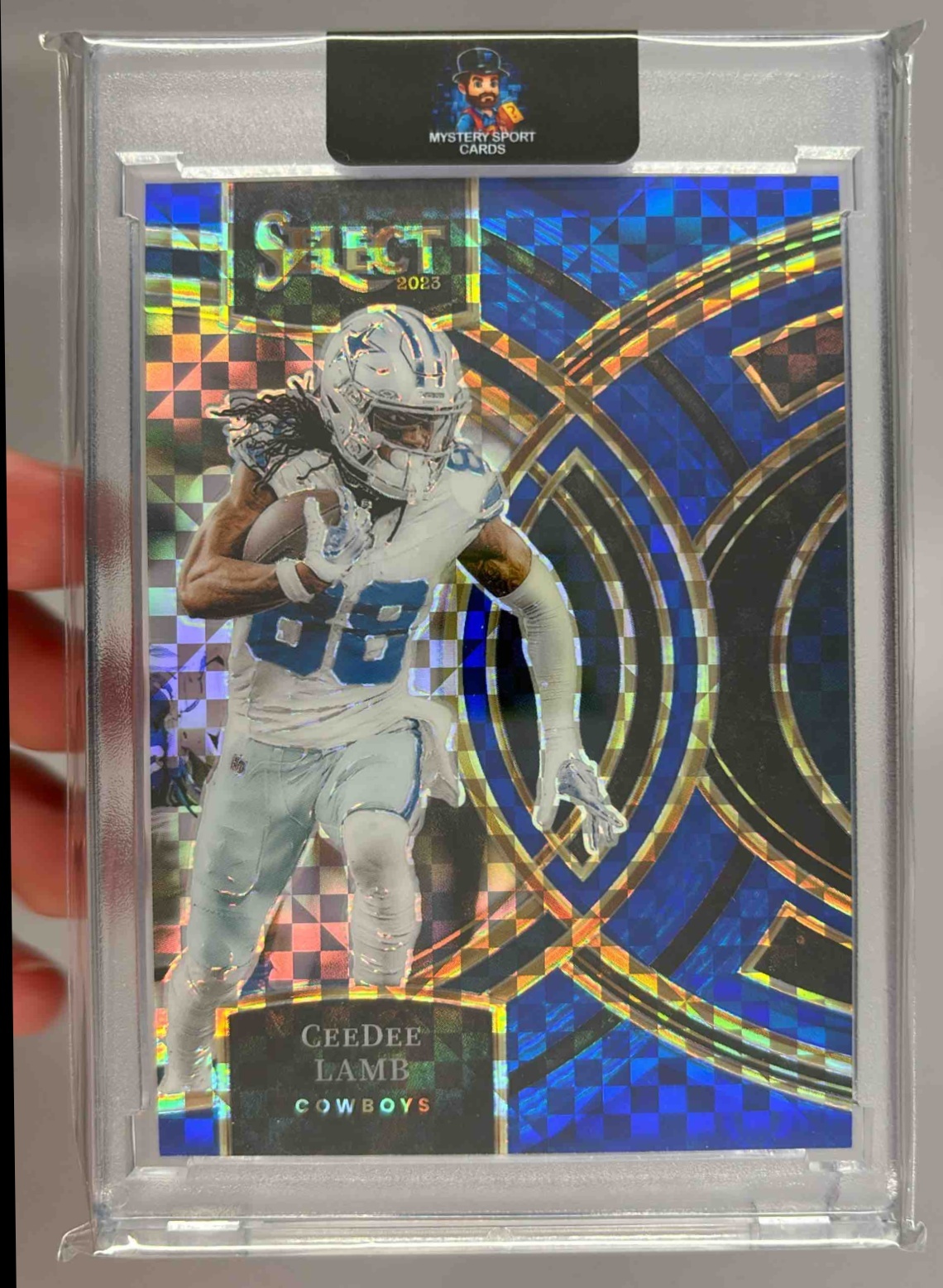 Card image for 2023 Panini Select CeeDee Lamb Blue Prizms /149 #177 Premier Cowboys