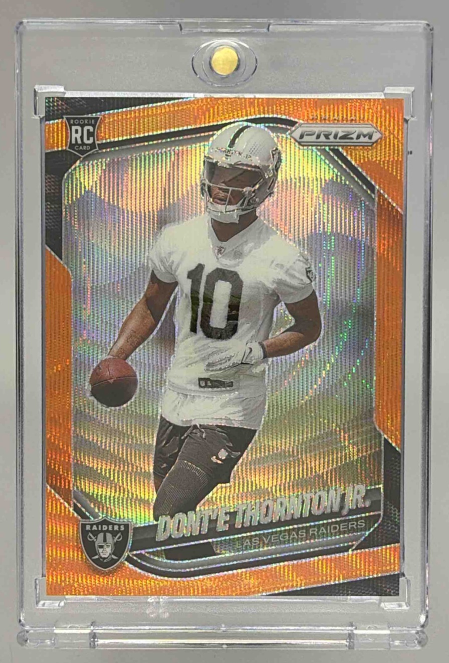 Card image for 2025 Panini Prizm Dont'e Thornton Jr. Orange Wave /65 #369 RC Raiders