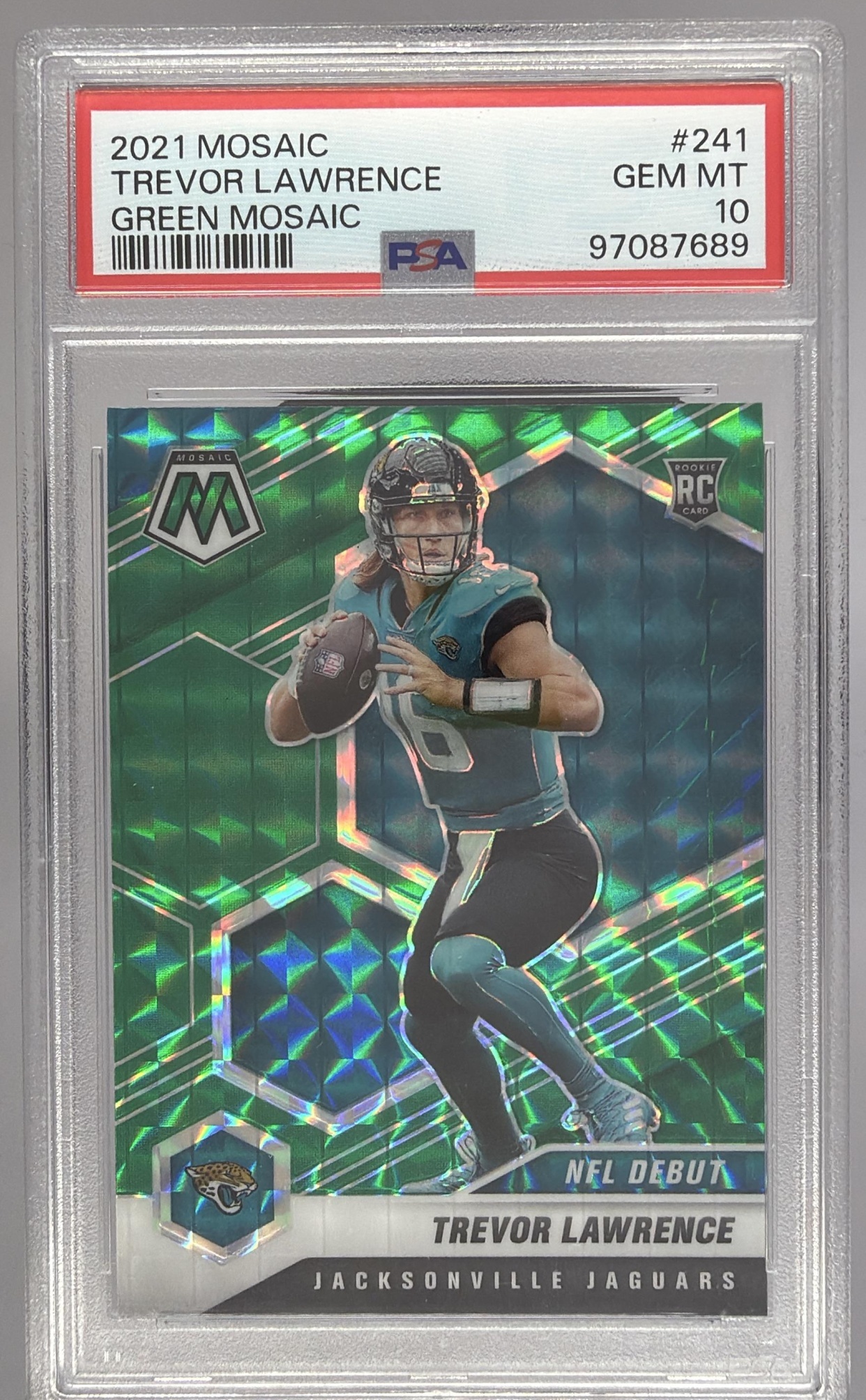 Card image for 2021 Panini Mosaic Trevor Lawrence Mosaic Prizm #241 RC Jaguars