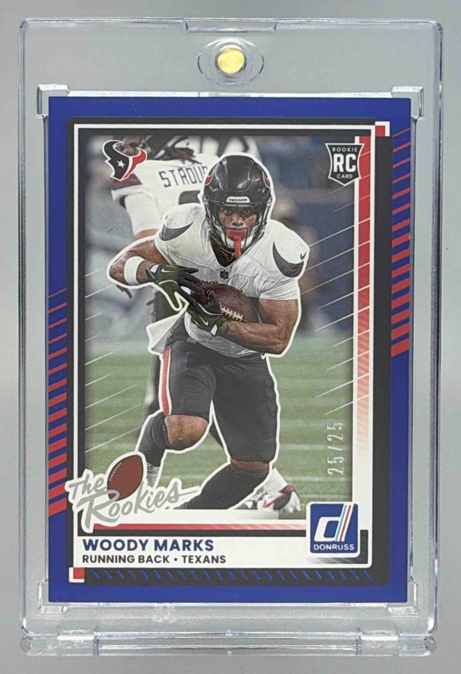 Card image for 2025 Panini Donruss Rookies & Highlights Woody Marks Blue /25 #DRH-36 RC Texans