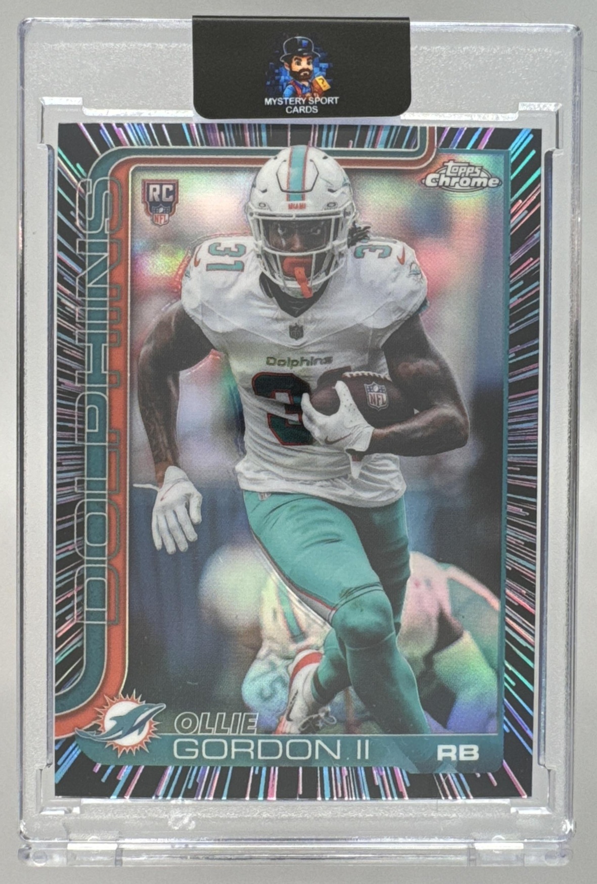 Card image for 2025 Topps Football Chrome Ollie Gordon II Rookie #327 RC Miami Dolphins
