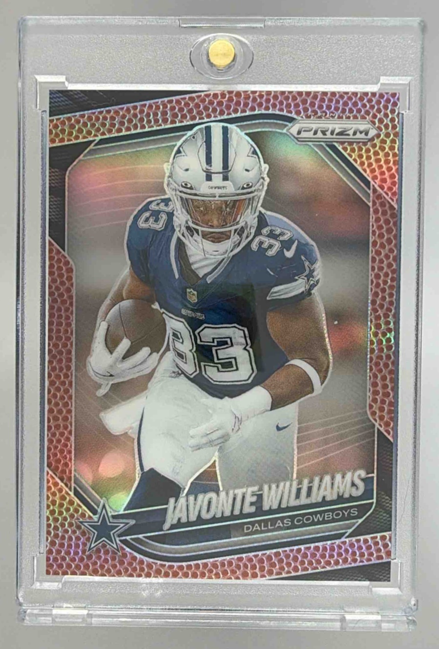 Card image for 2025 Panini Football Prizm Javonte Williams Pigskin /180 #1 Dallas Cowboys