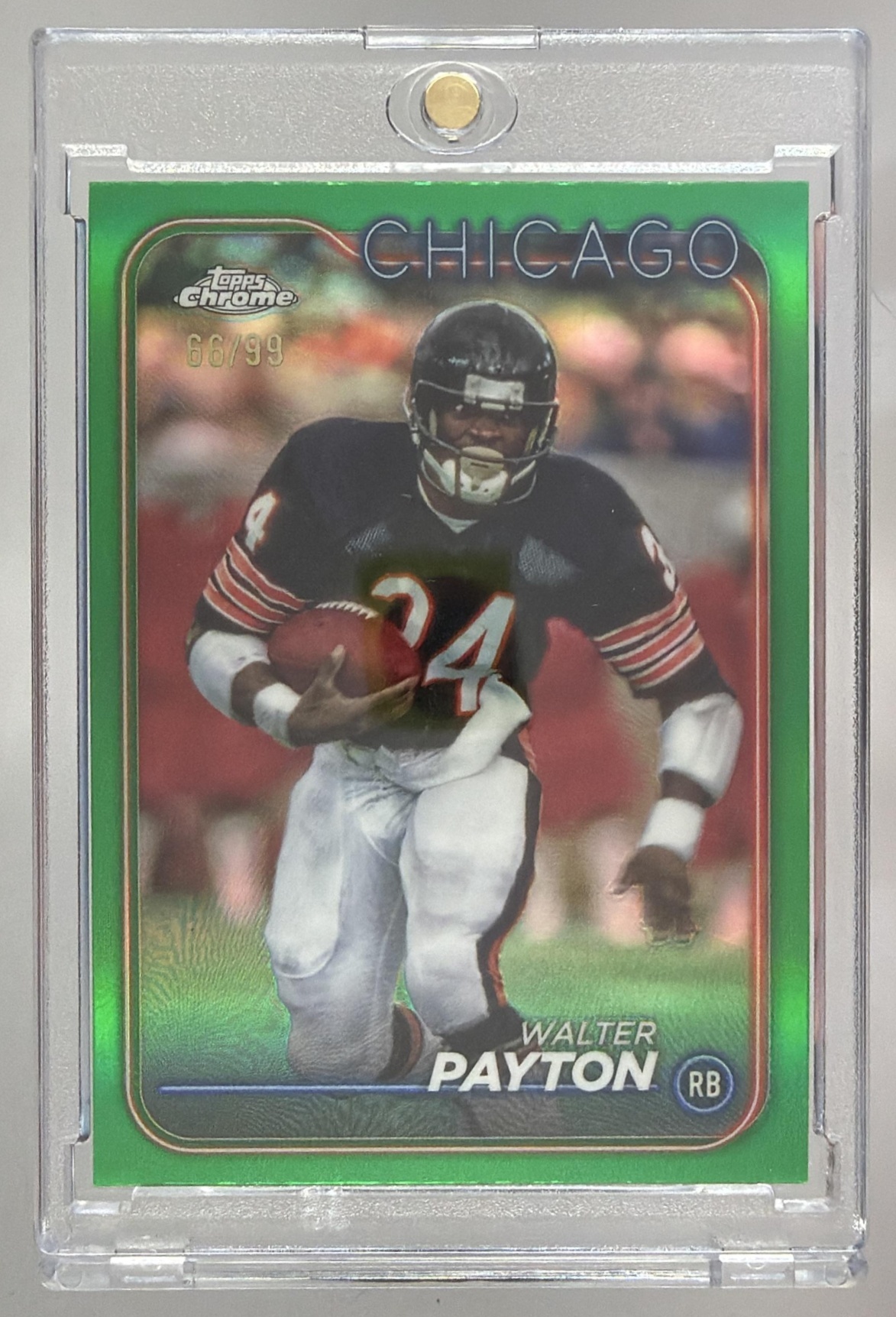 Card image for 2024 Topps Chrome Walter Payton Green Geometric Refractor /99 #23 Bears