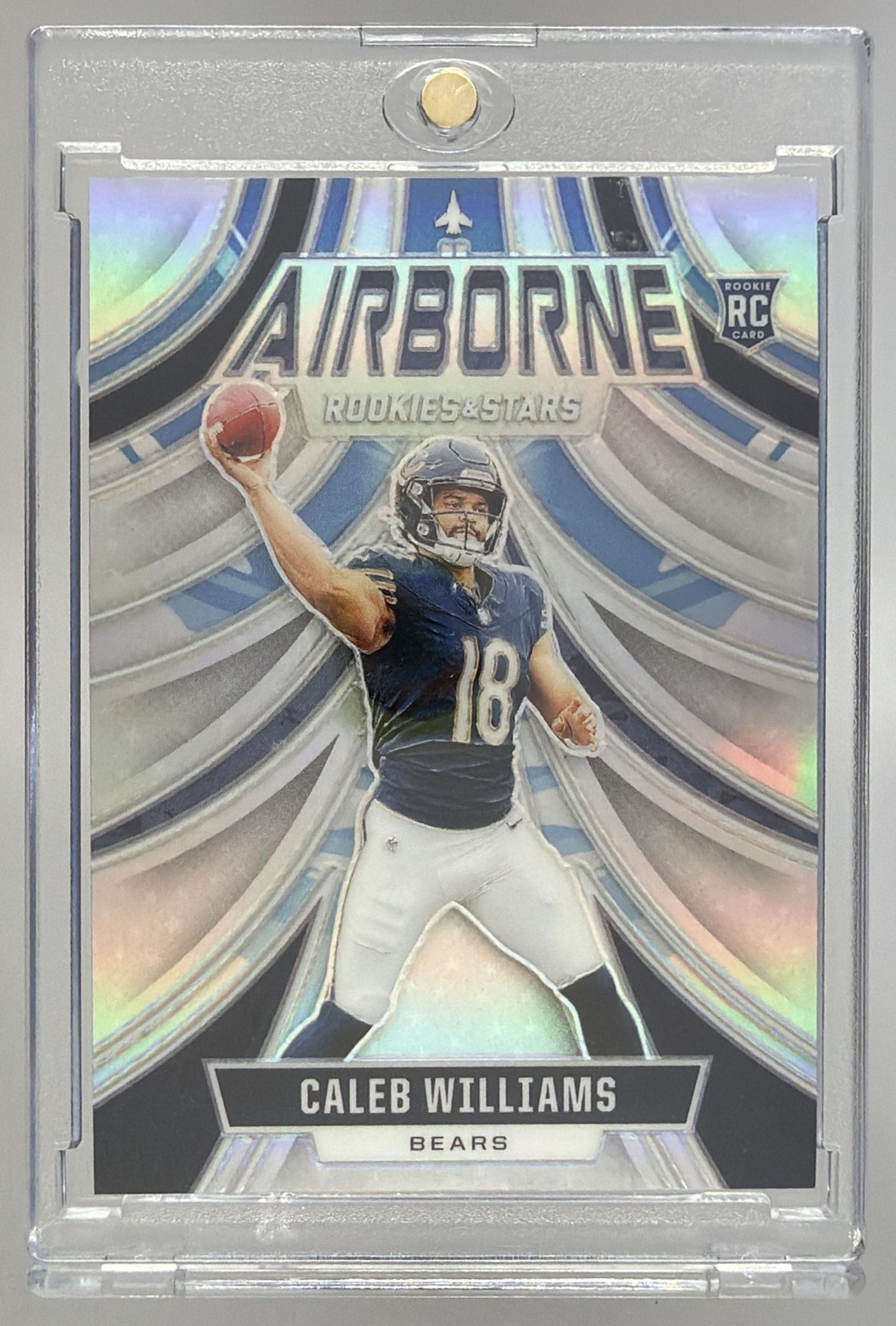 Card image for 2024 Panini Rookies & Stars Caleb Williams Airborne Silver #A-CWS RC Bears