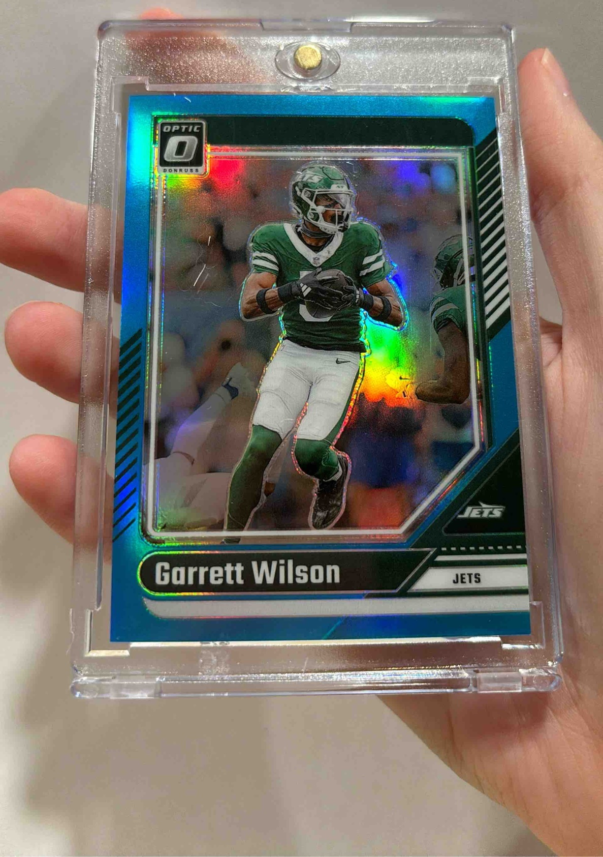 Card image for 2024 Panini Football Donruss Optic Garrett Wilson Aqua /299 #153 New York Jets