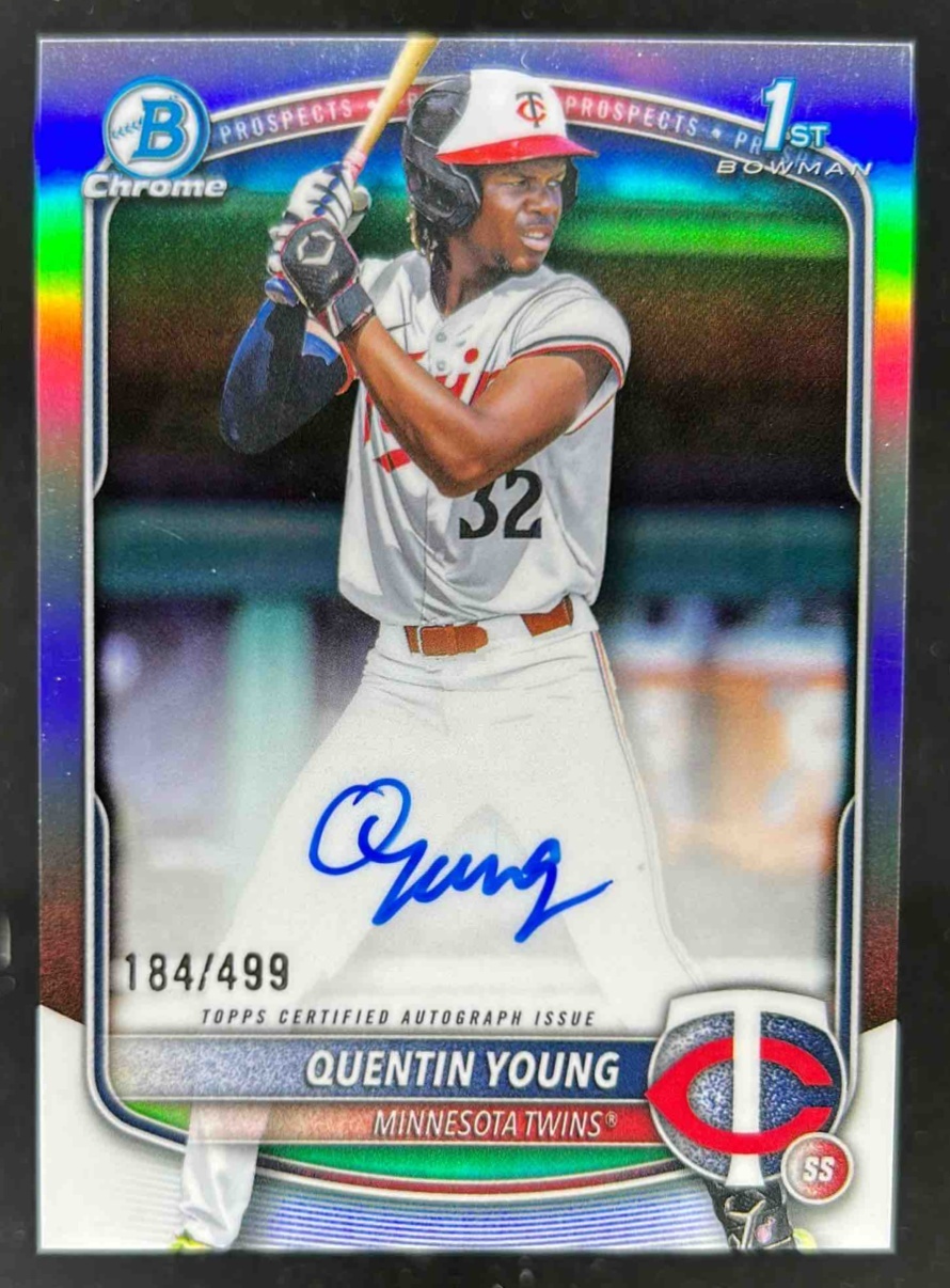 Card image for Quentin Young 2025 Bowman Draft Chrome Prospect Auto Refractor /499