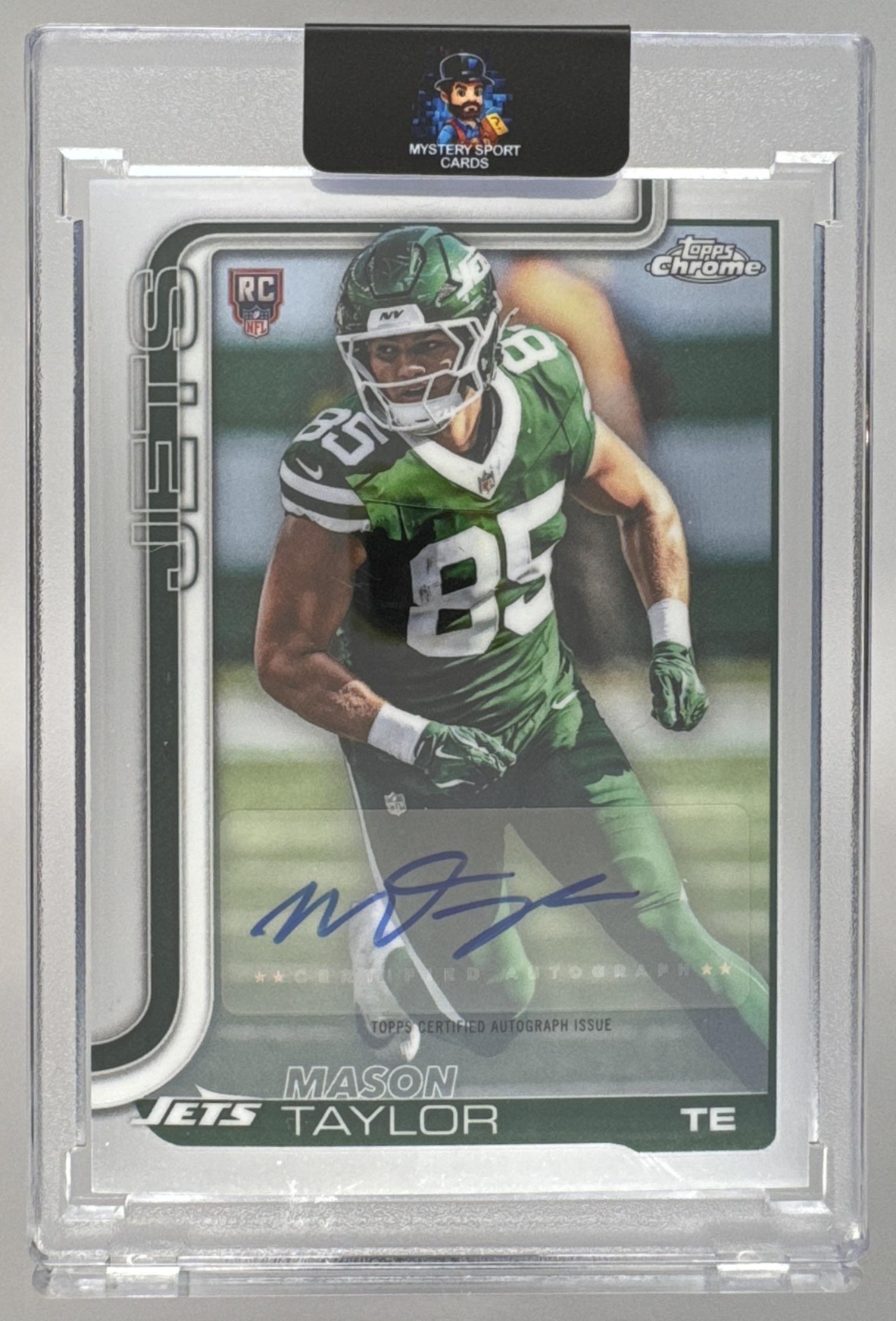 Card image for 2025 Topps Football Chrome Mason Taylor Rookie Auto #RA-MT RC New York Jets