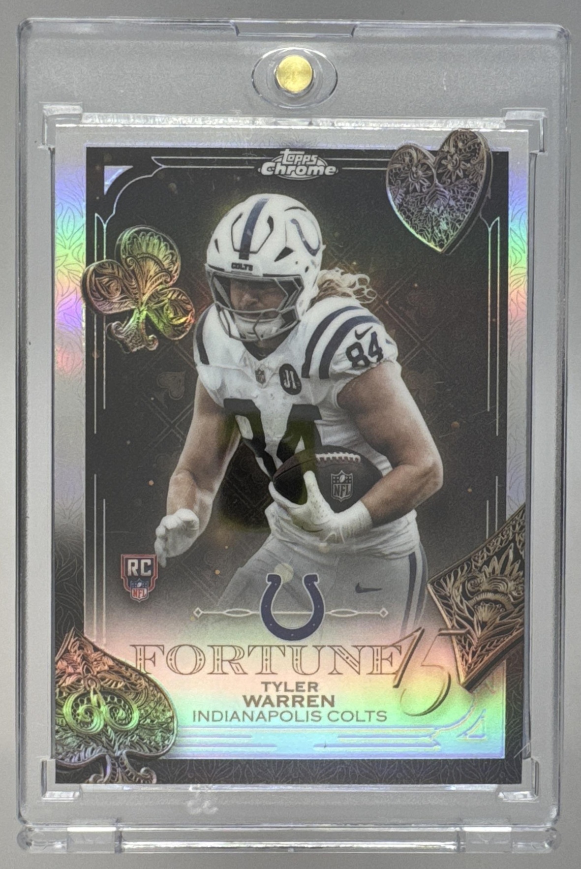 Card image for 2025 Topps Chrome Tyler Warren Fortune 15 Refractor #F15-30 RC Colts