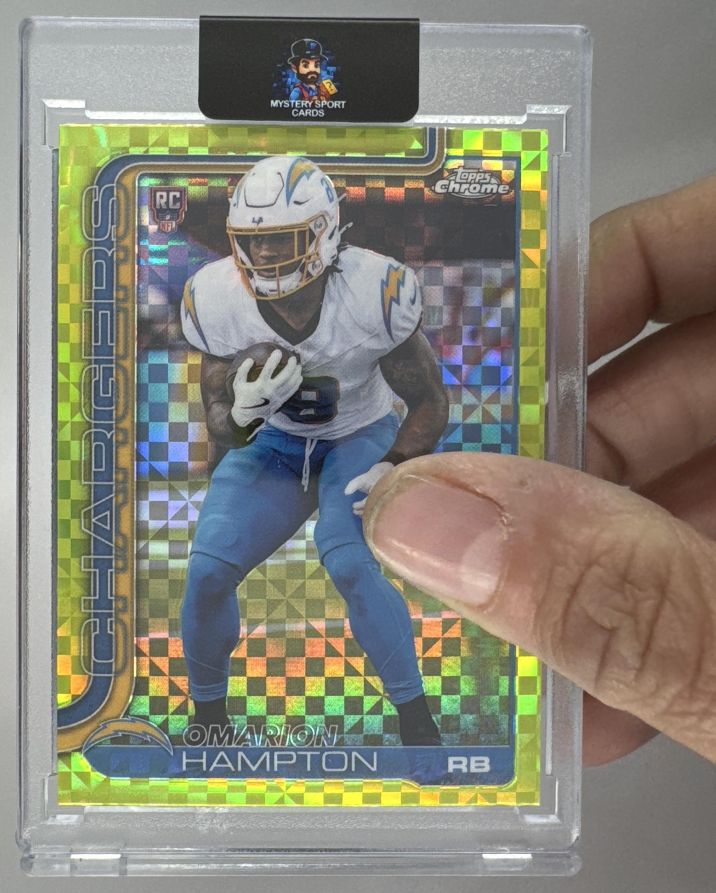 Card image for 2025 Topps Football Chrome Omarion Hampton Rookie #324 RC Los Angeles Chargers