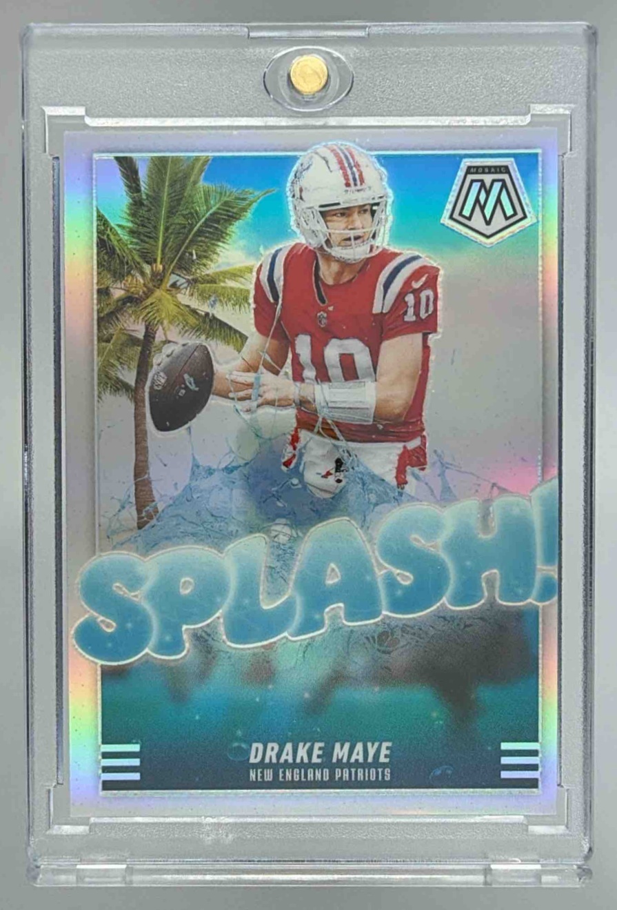 Card image for 2025 Panini Football Prizm Drake Maye Fractal #7 New England Patriots