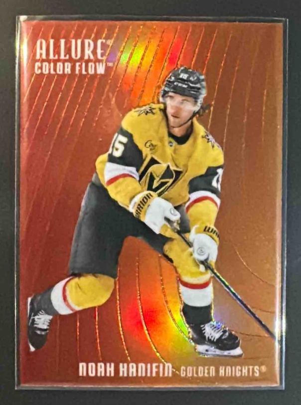 Card image for 2025 Upper Deck Allure Noah Hanifin #CF-10 Color Flow Red-Orange
