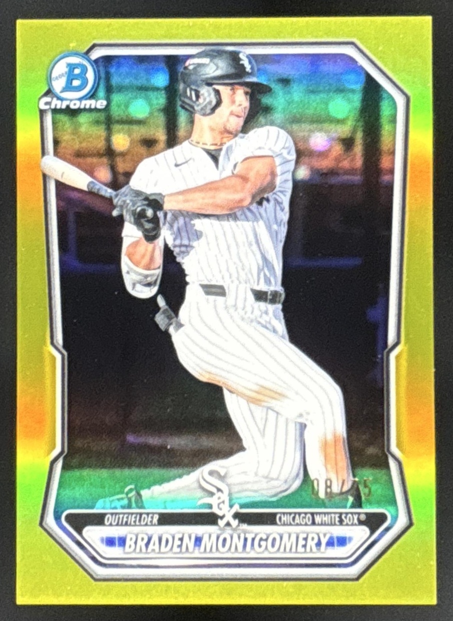 Card image for 2026 Bowman Braden Montgomery Chrome Prospects Yellow Refractor /75