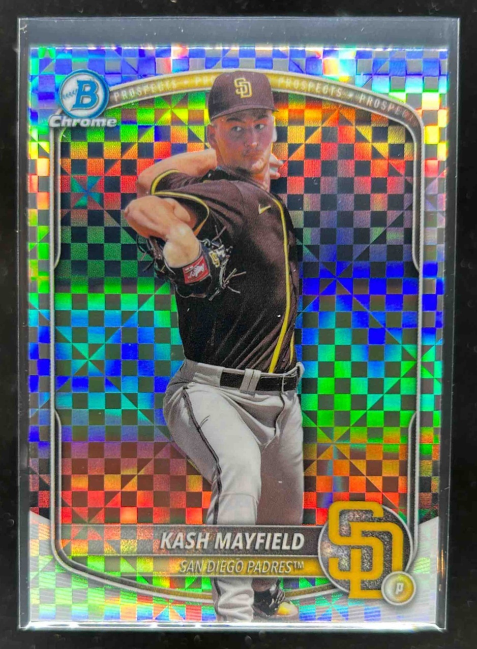 Card image for Kash Mayfield 2025 Bowman Baseball Draft Chrome X-Fractor San Diego Padres