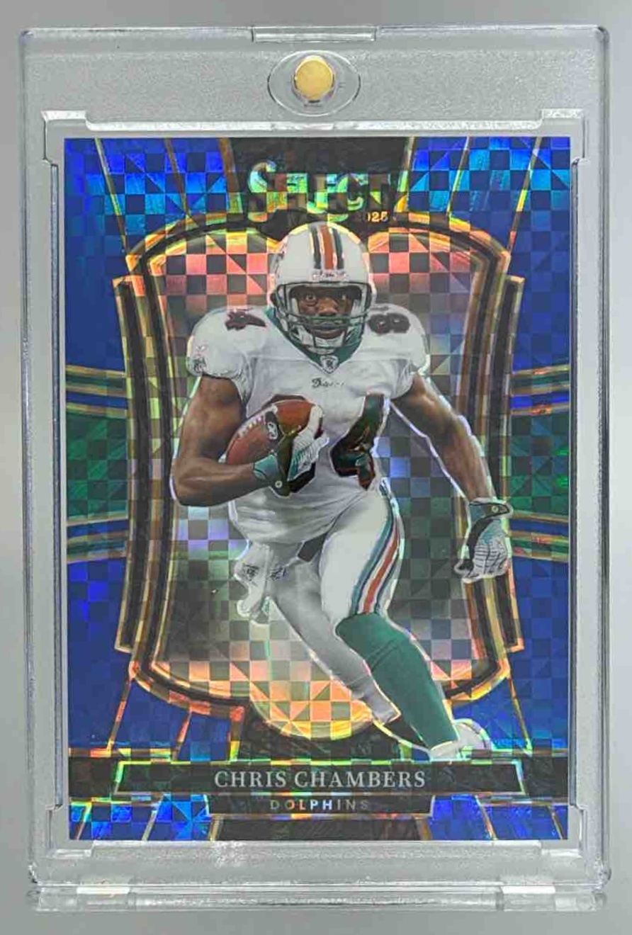 Card image for 2025 Panini Select Chris Chambers Premier Level Blue Prizm /175 #199 Dolphins