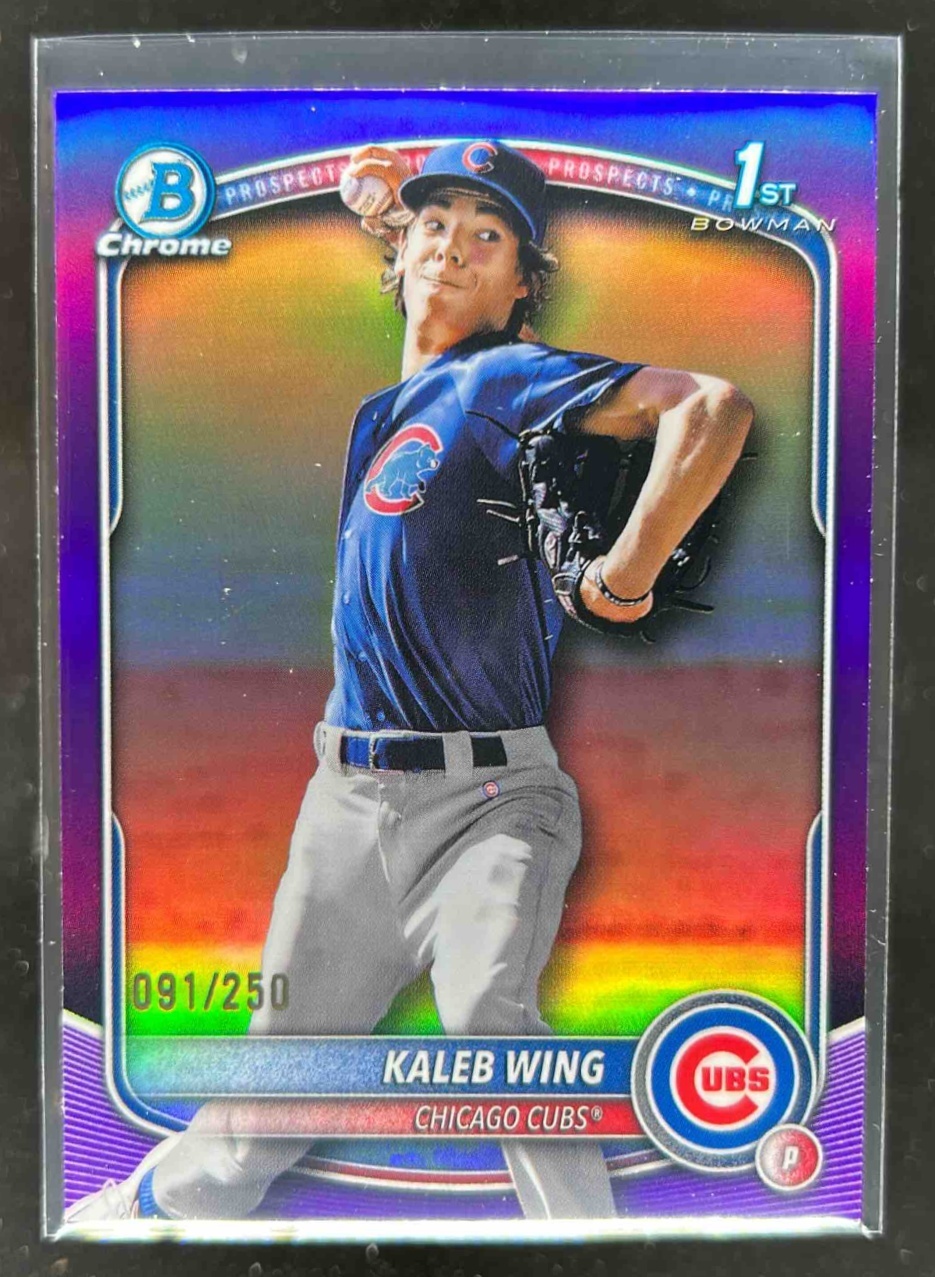 Card image for Kaleb Wing 2025 Bowman Draft Chrome Purple Refractor /250