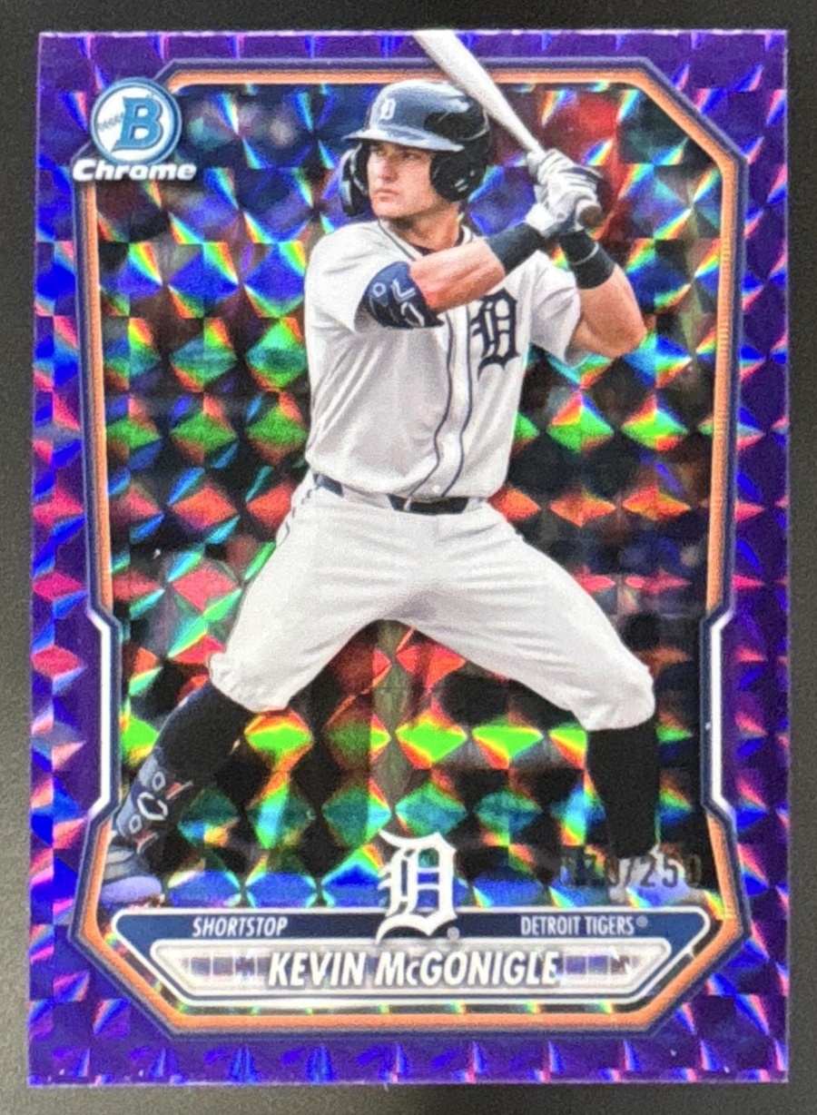 Card image for 2026 Bowman Kevin McGonigle Chrome Prospects Purple Geometric Refractor /250